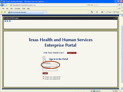 Screenshot of Portal Logon page